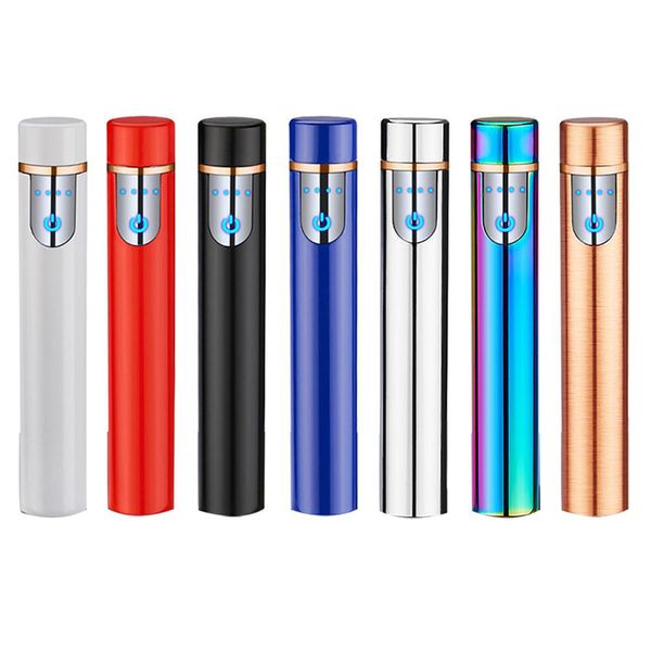 

Mini USB Rechargeable Lighter Cylindrical Sensor Touch Screen Electronic Tungsten Cigarette Lighters Flameless Windproof Creative Lighter
