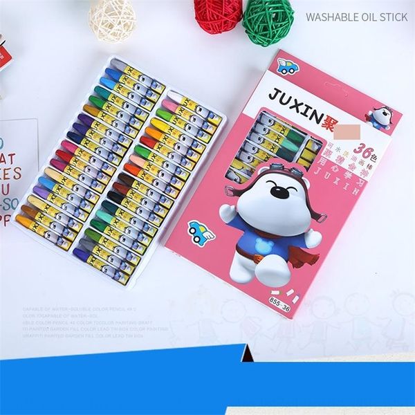 

oy6 central stick 12 18 24 36 color hexagon washable children's pastels oil painting pens pastelsoil painting stick crayon student supp, Black;red