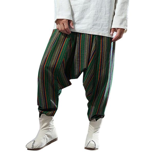 

men's pants klv autumn winner hip-hop fitness casual loose linen running vertical stripes, Black