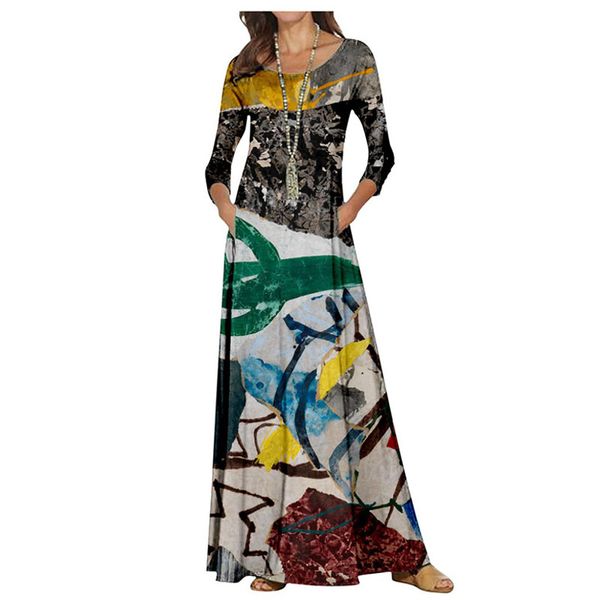 

2023 women's fashion everyday casual round neck dress, Black;gray