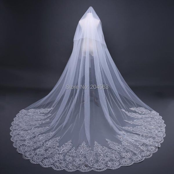 

bridal veils vintage tulle long wedding two-layer lace with comb, Black
