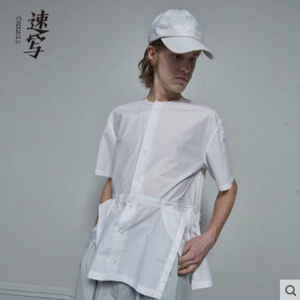 

xs-6xl 2021 men's clothing hair stylist fashion personalized design irregular stitching shirt plus size stage costumes casual shirts, White;black