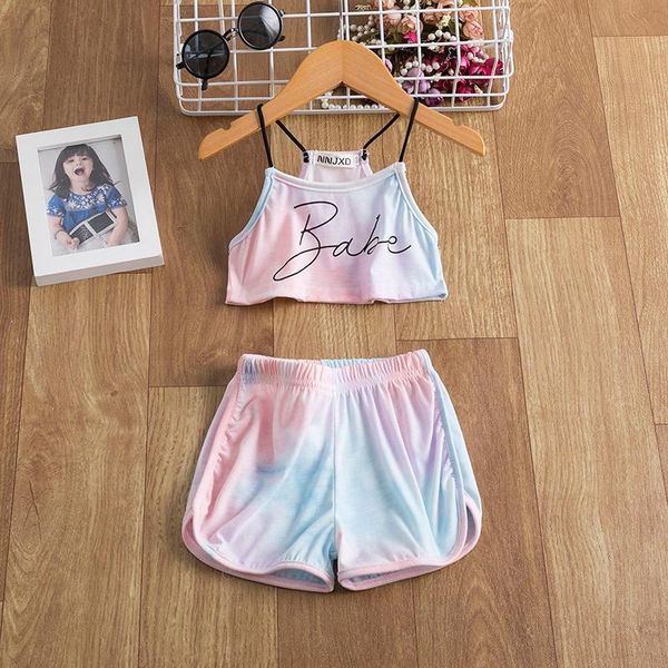

clothing sets little girl clothes rainbow summer two piece set toddler outfits baby tracksuit kids 2-6y fashion beachwear, White