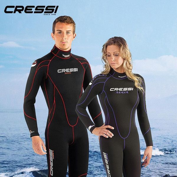

cressi maya diving wetsuit 2.5mm neoprene dive suit scuba long sleeves all-in-one for man woman swim wear