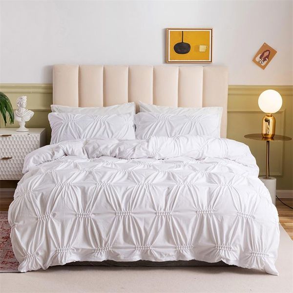 

bedding sets pinch pleated white set twin western pure color single bed quilt cover super king size duvet 240x220