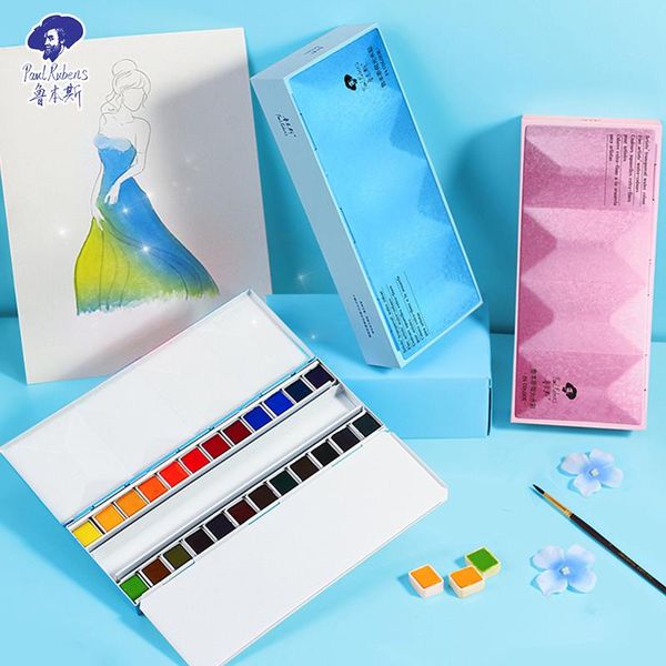 

gift sets rubens 24 colors artist solid glitter watercolor paint set pearl water color aquarelle for painting drawing art supplies