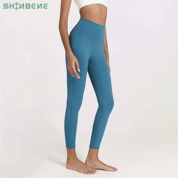

shinbene bare second-skin workout fitness leggings women no front seam high waist yoga sport tights pants with big back pocket, Black;white