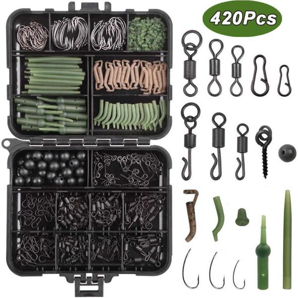 

fishing accessories 420 pgs/box carp kit including spins, hooks, hooks and to sgranules boilie bait screw