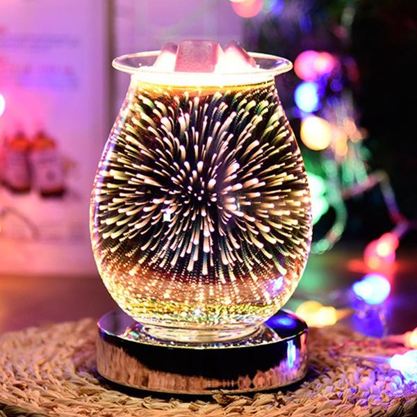 

fragrance lamps aroma electric wax melt incense burner 3d touch firework lamp night light tart diffuser warmer uk/eu plug decor