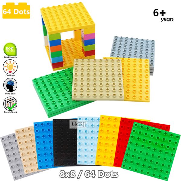 

3Pieces/Lot8 Colors 8*8 Dots Base Plate For Large Particle Bricks Baseplate Board DIY Building Blocks Toys For Children