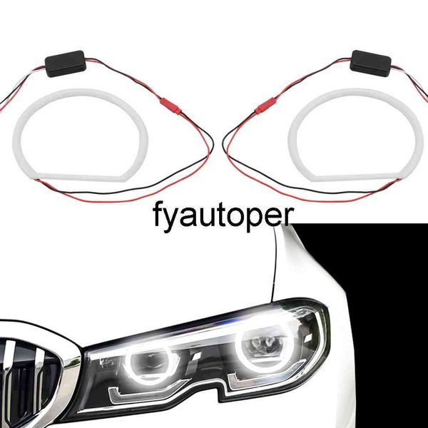 Für BMW E46 ohne Projektor, 12 V, Auto-SMD-LED, Angel Eyes, ultrahelles Auto-Styling, 2 x 131 mm weißes Halo-Baumwolllicht