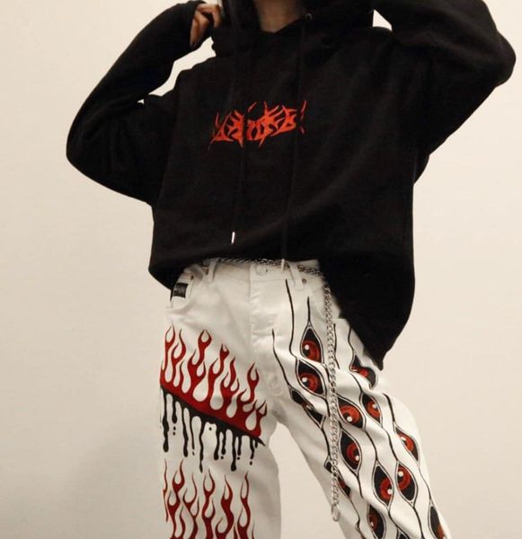 

street jeansy2k jeans 1of1jeans aesthetic women pants rap hip hop rock denim trousers dark punk goth, Black;white