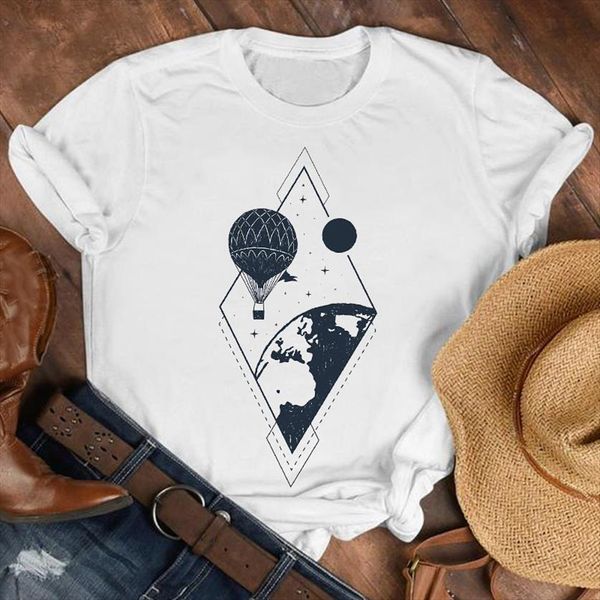

balloon holiday casual geometric 90s women t shirt fashion clothes print tee graphic, White