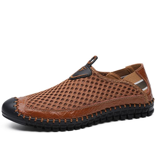 

men casual shoes flat fashion slip on summer mesh low sneakers male non-slip breathable lightweight plus size 38-48
