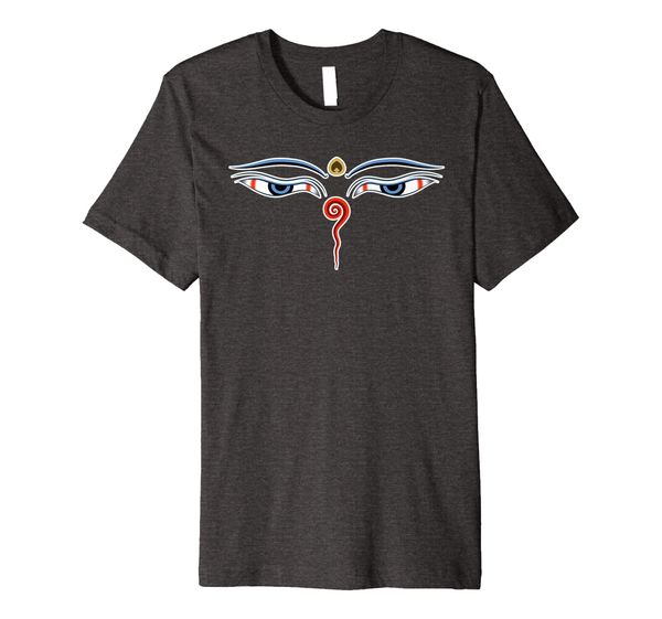 

eyes of the buddha t-shirt buddhism tibet stupa meditation, White;black
