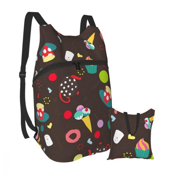 

backpack packable foldable outdoor folding handy travel bag for men women sweets dessert