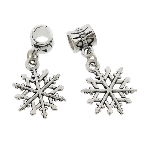 

alloy sparse christmas snowflake big hole beads 15.5x30mm antique silver dangle fit european charm bracelets jewelry diy b790 100pcs/lot, Black