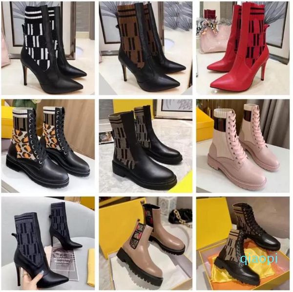 

luxury-women designer boots silhouette ankle boot black martin booties stretch high heel sock sneaker winter womens shoes