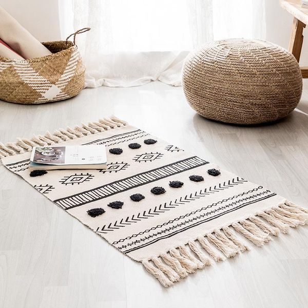

carpets nordic style hand woven carpet retro tassel living room sofa coffee table tapete bedroom bedside floor mat can be machine washed