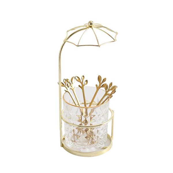 

forks shape simple line umbrella leaves fruit fork sign plug set high-profile stainless steel creative fashion home dessert