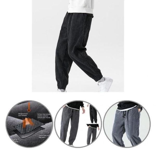 

men's pants trousers anti-wrinkle thicken mid waist great stitching men, Black