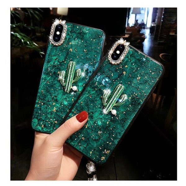 

card holders suitable for 7p cactus 12 cracked marble apple xs mobile phone case iphone11pro female models cute, Brown;gray