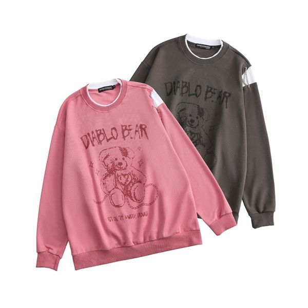 

henry 2021 autumn vacation two over size couple's sweater design, Black