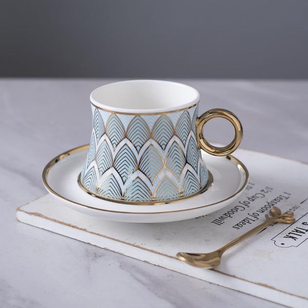 

cups & saucers royal bone china tea cup set luxury handmade gold rim coffee porcelain cute gift box taza ceramica kitchen dining bar eb50bd