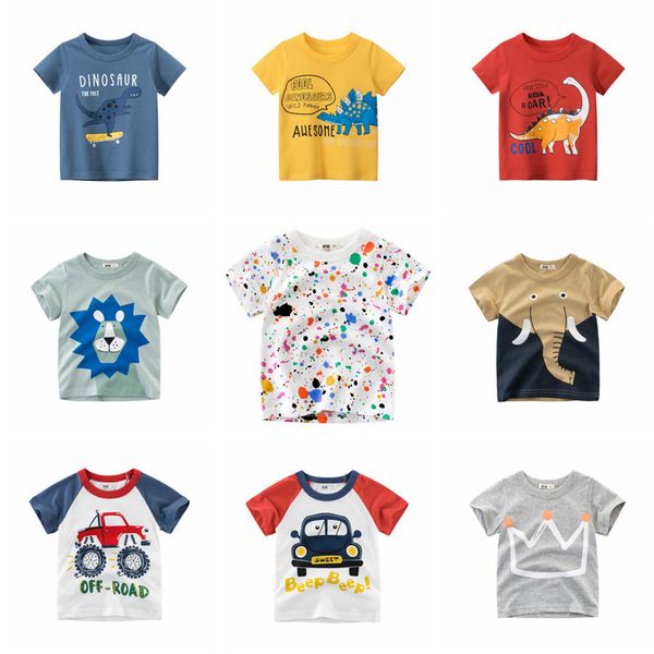 Crianças Camisetas Algodão de Manga Curta Meninos Camisa Dos Desenhos Animados Crianças Menina Menina Barco Pescoço Criança Tops Verão Crianças Roupas de Crianças 24 Designs DW5875