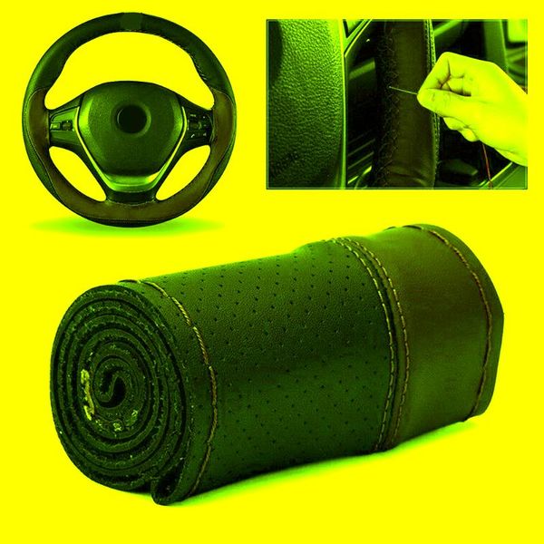 

steering wheel cover microfiber soft with needles & thread 1pcs covers