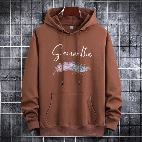 

men's hoodies & sweatshirts fall 11 color cotton pullover male fashion feather graphic print sweatshirt women street casual boy hoody m, Black