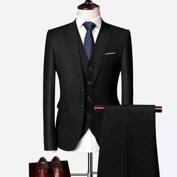 

luxury suits blaze suit men's three piece large busins profsional small suit korean slim groom, Black