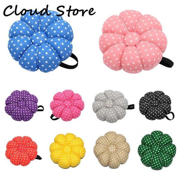 

pumpkin shape sewing pin cushion cotton fabric button wrist strap for cross stitch safety accessories notions & tools, Black