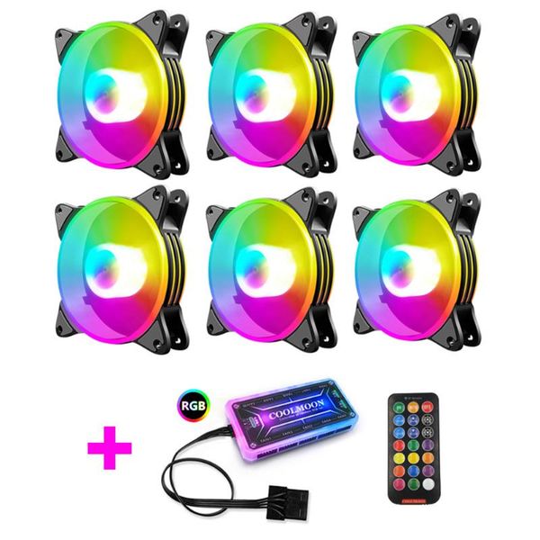 

coolmoon 120mm cooling fan pc computer case rgb with controller kit quiet chassis heatsink radiator cpu cooler fans & coolings