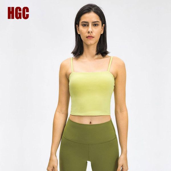 

yoga outfit hgc sports women thin shoulder strap vest-type bra push-up spring summer fit training high support gym underwear