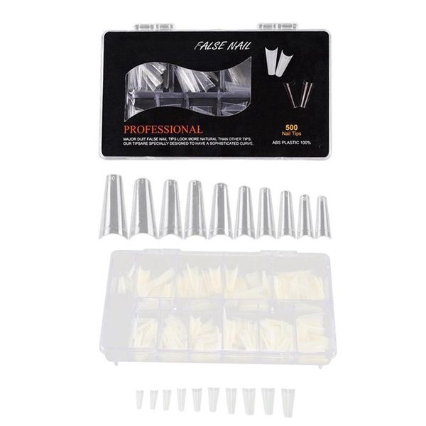 

false nails 1 box 500pcs full cover fake tips diy beauty tool acrylic artificial nail art, Red;gold