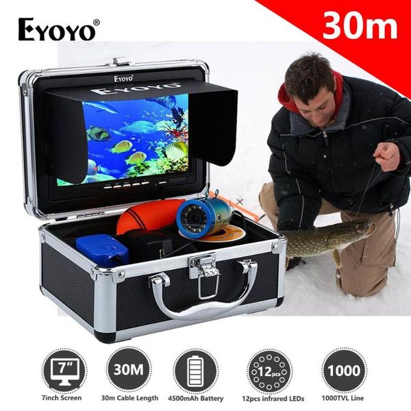 

fish finder eyoyo ef07b 30m 1000tvl 7 inches monitor 12pcs led infrared light underwater fishing camera ice 720p