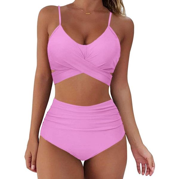 

women's swimwear solid bikini set 2021 push up women brazilian swimsuit high waist biquini summer two pieces bathing suit #g3, White;black