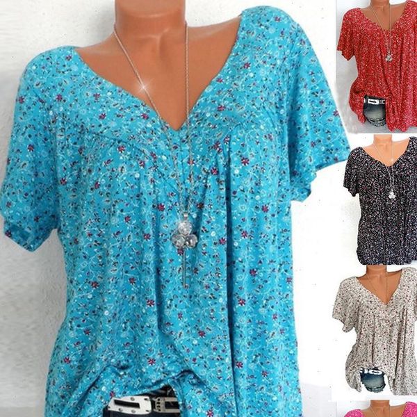 

women plus size fashion printed t shirt casua summer ladies v neck tunic female short sleeve blusas pullover, White