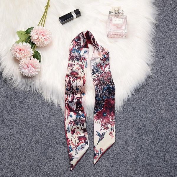 

scarves fashion beach bag twill print head scarf ladies tied hair headband ribbon retro wrist towel bs79, Blue;gray