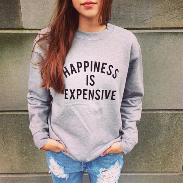 

women's hoodies & sweatshirts letter happiness 2021 women casual kawaii harajuku sweat punk for girls clothing european korean, Black