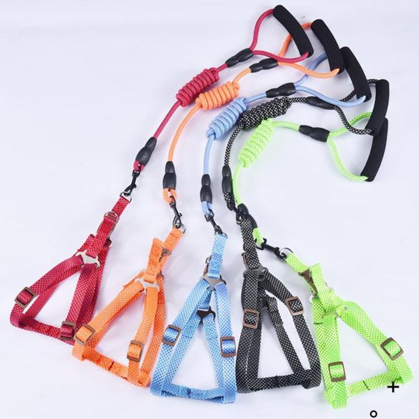 

dog collars & leashes nylon pet traction rope durable soft harness with leash no pull adjustable puppy cat walking collar pulling lead