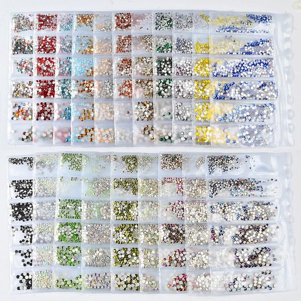 

nail art decorations 1 pack flatback 3d glass nails rhinestones mixed sizes ss4-ss16 crystal rhinestone, Silver;gold