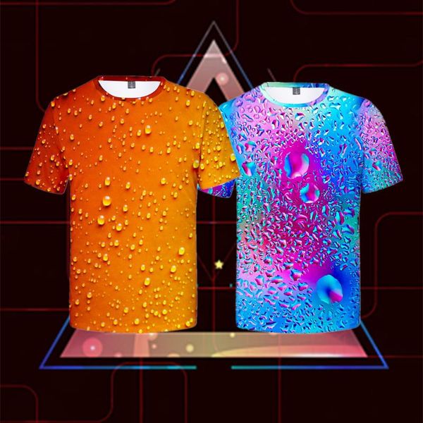 

men's t-shirts creativity design water drop pattern personality summer 3dprinting comfortable breathable manwomen t-shirt short sleeve, White;black