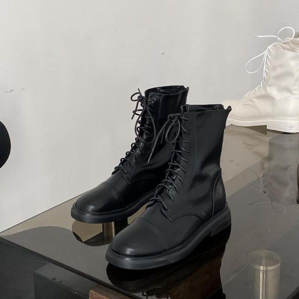 

boots 2021 autumn winter fashion woman high-thick bottom female black casual leather shoes