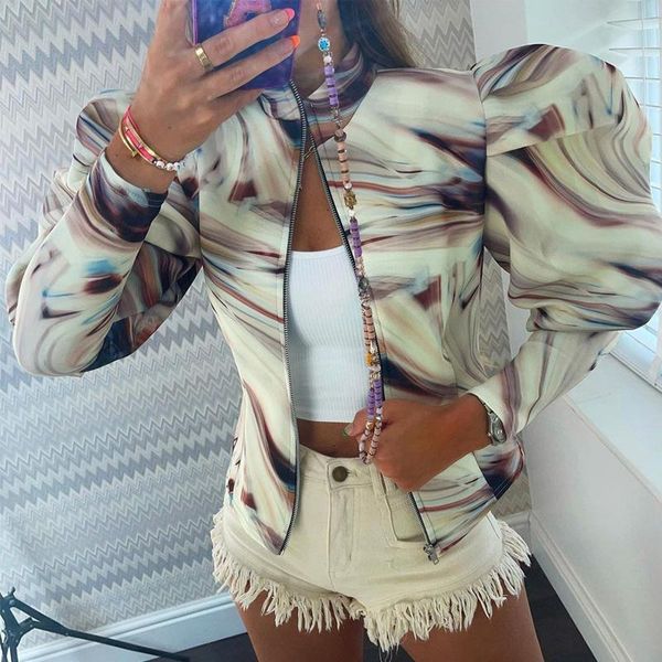 

women's jackets autumn winter women elegant outerwear fashion puff long sleeve stand collar zip-up coat lady casual high street loose j, Black;brown