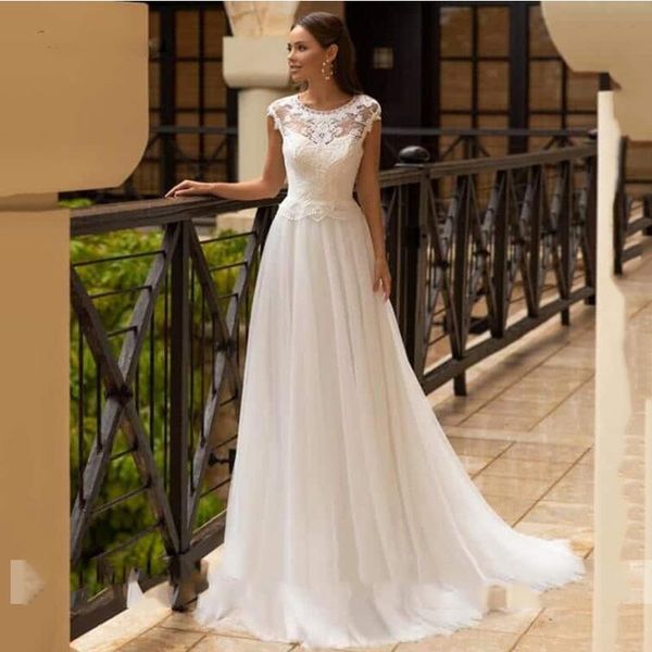 

other wedding dresses bohemian lace white for women custom cap sleeve tulle a line bridal gowns floor length vestido de noiva 2021