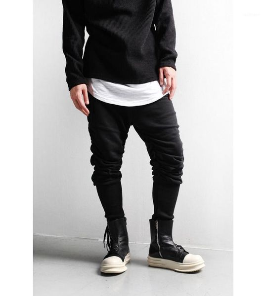 

black slim foot side zipper design fashionable pleated men's casual pants