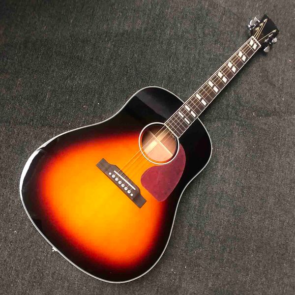 

custom grand j45s solid spruce wood acoustic guitar in sunburst color