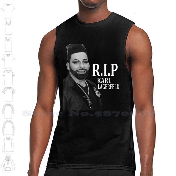 

r.i.p summer funny tank sleeveless vest for men women lagerfeld satire, White;black